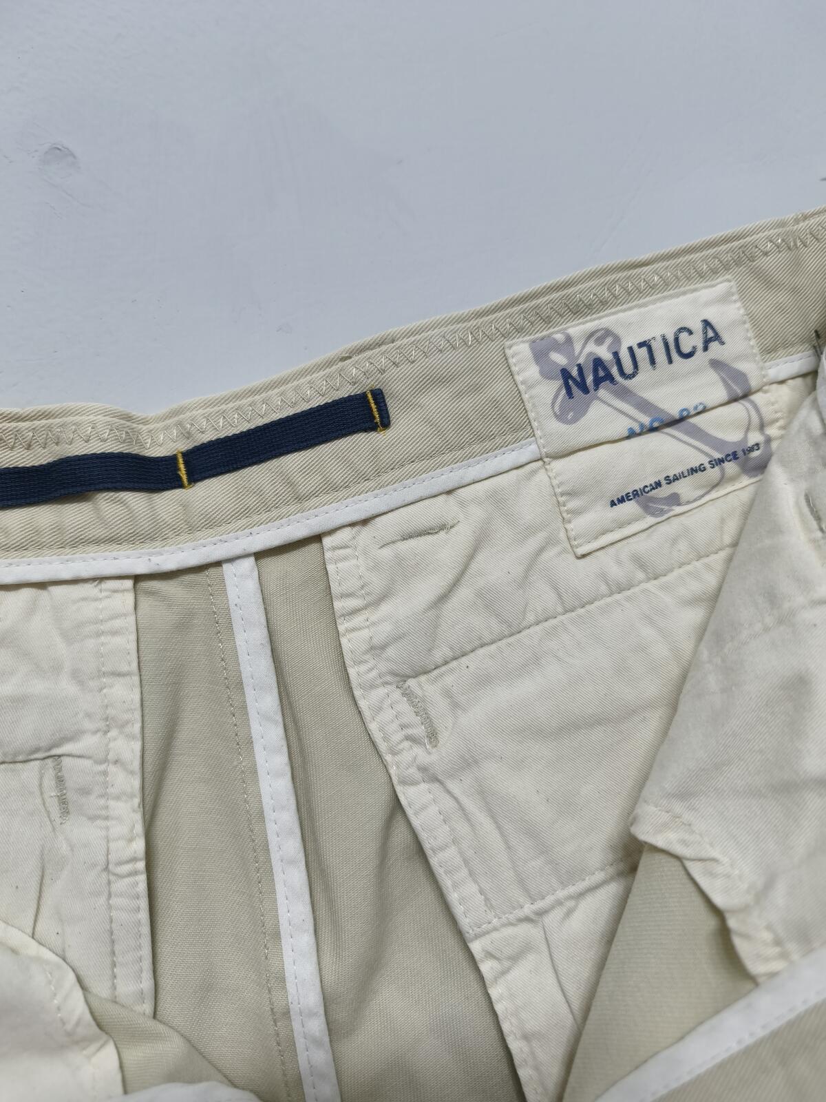 Vintage Nautica Rigger Cream Chino Shorts Sailing Preppy Coastal Utility Men's W34