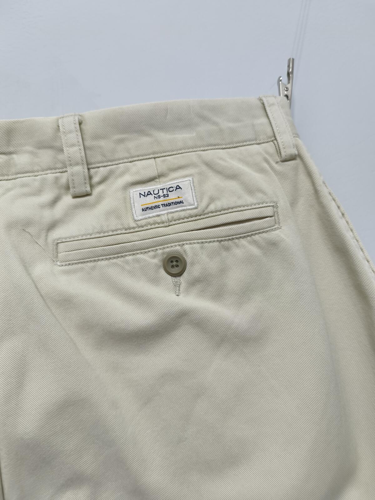 Vintage Nautica Rigger Cream Chino Shorts Sailing Preppy Coastal Utility Men's W34