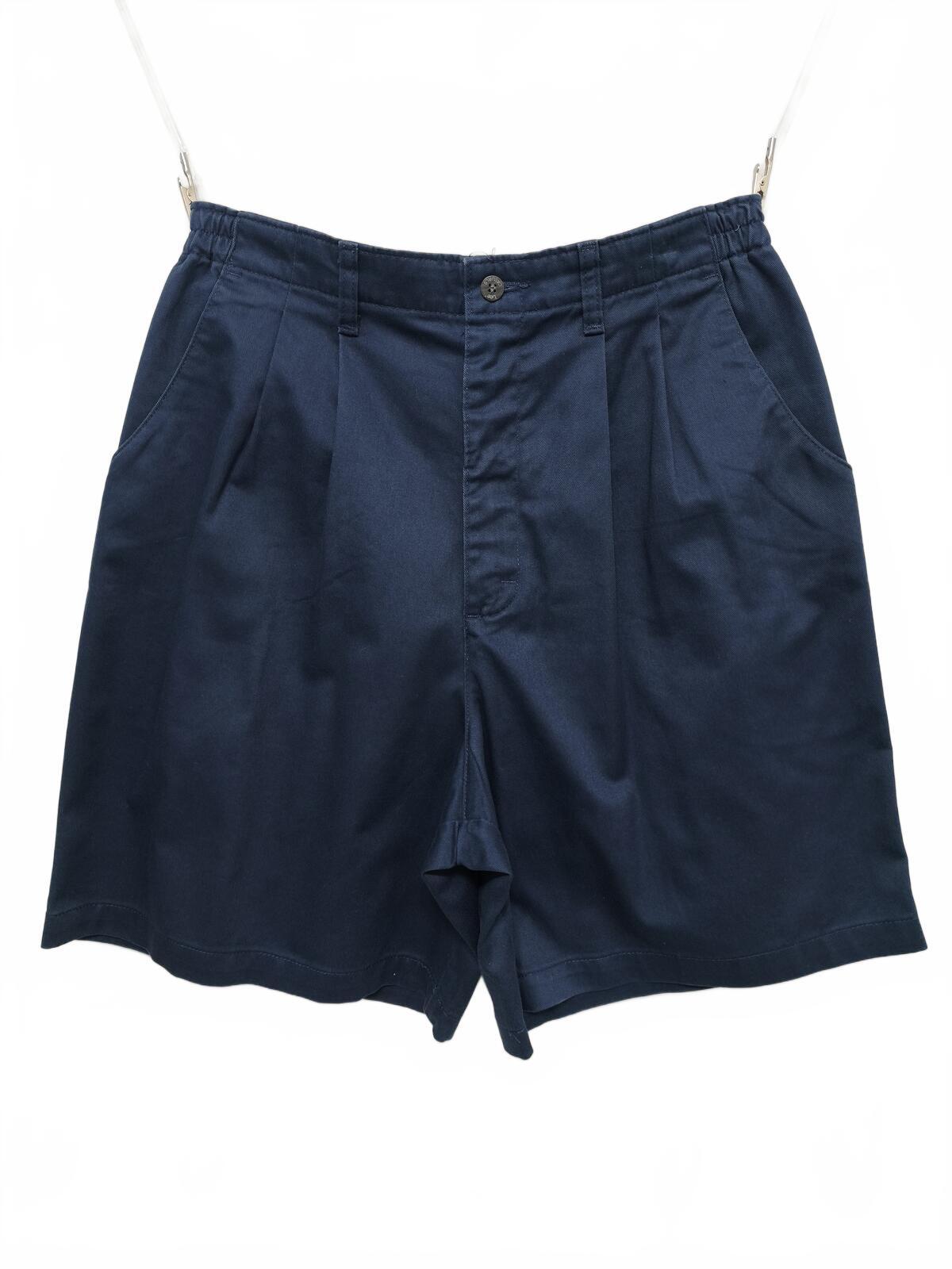 Vintage Lee Women's Pleated Navy Blue Chino Shorts 90s Mom Skater Preppy 30W