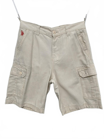 Vintage US Polo Assn Cargo Shorts Cream Beige 90s Old Money Summer Utility 32 W