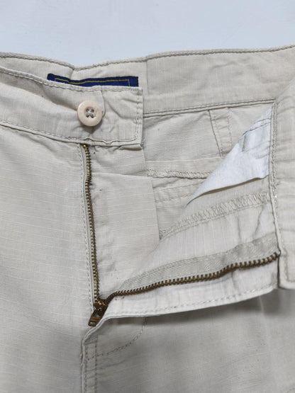 Vintage US Polo Assn Cargo Shorts Cream Beige 90s Old Money Summer Utility 32 W