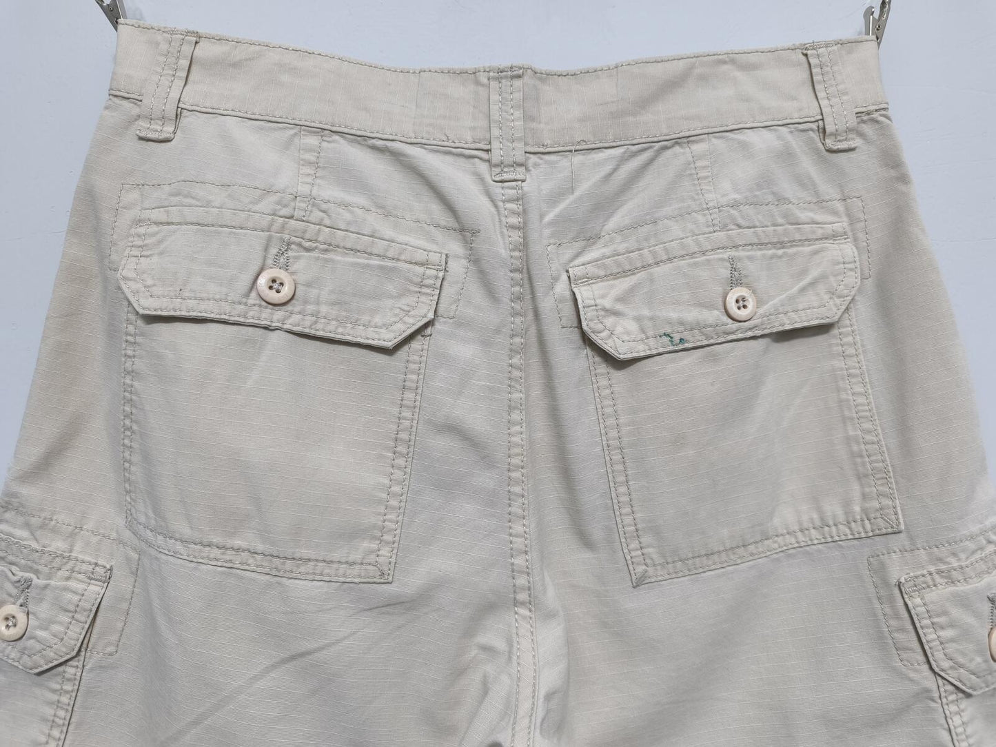Vintage US Polo Assn Cargo Shorts Cream Beige 90s Old Money Summer Utility 32 W