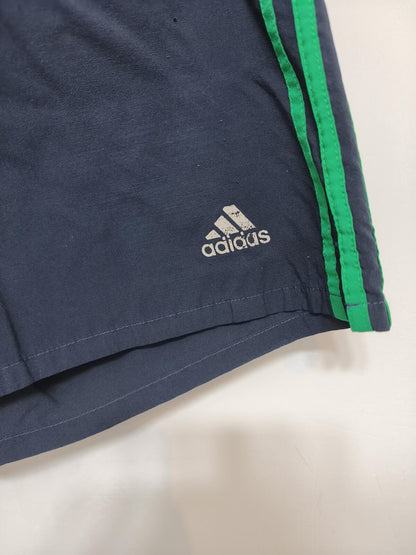 Vintage Adidas Navy Blue & Green Gym Shorts 90s Y2K Running Sportswear Men's M