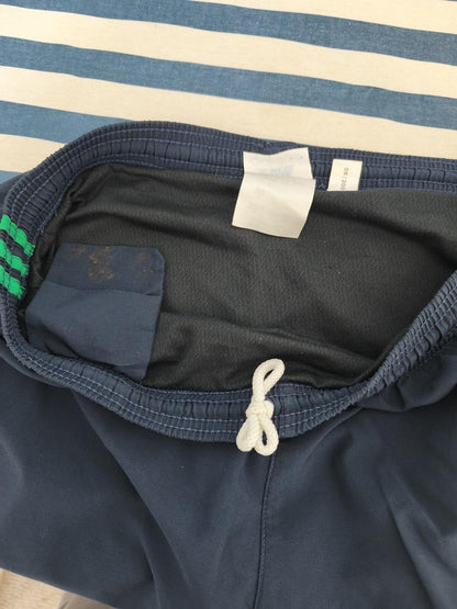 Vintage Adidas Navy Blue & Green Gym Shorts 90s Y2K Running Sportswear Men's M