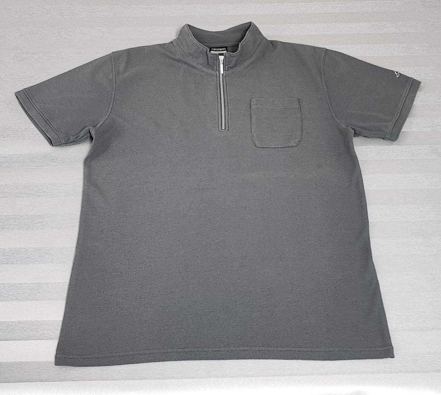 Vintage Kappa Embroidered Omini Logo Polo Shirt Faded Grey Retro 90s Mens Size L