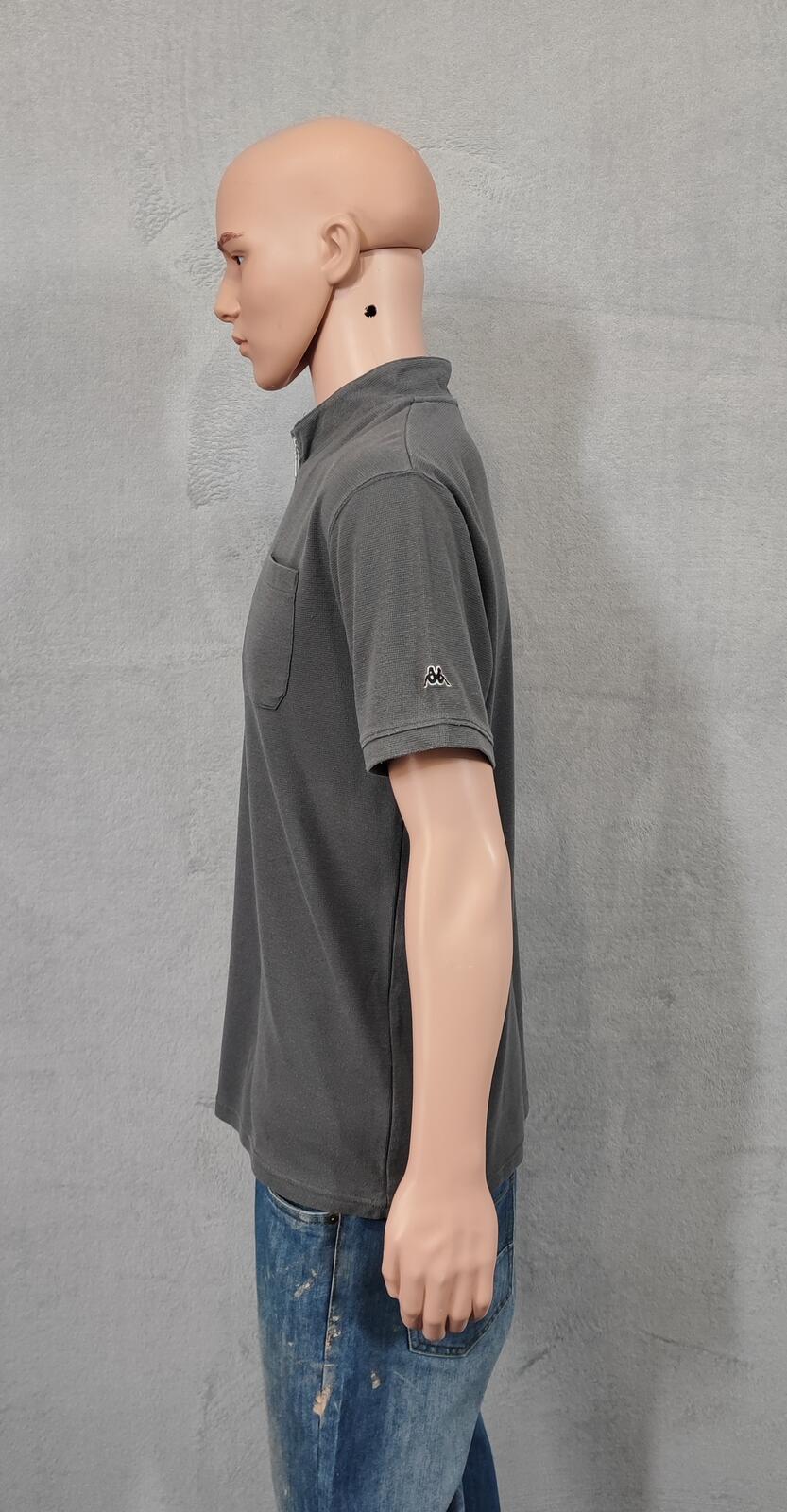 Vintage Kappa Embroidered Omini Logo Polo Shirt Faded Grey Retro 90s Mens Size L