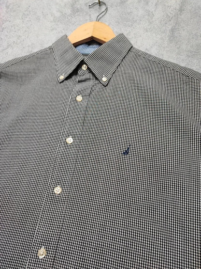 Vintage Nautica Checked Shirt XL Black White Cotton Long Sleeve Plaid 90s Retro
