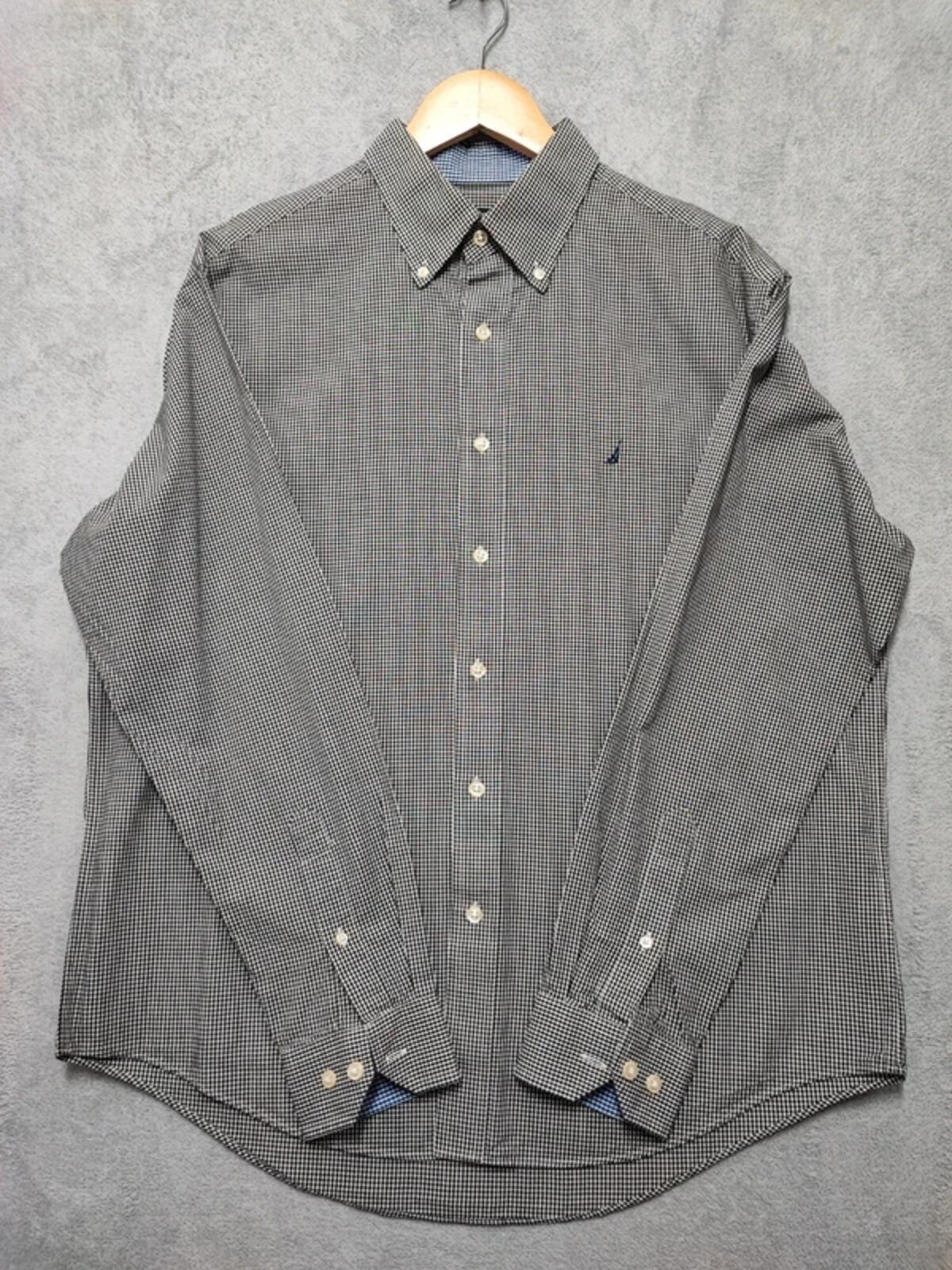 Vintage Nautica Checked Shirt XL Black White Cotton Long Sleeve Plaid 90s Retro