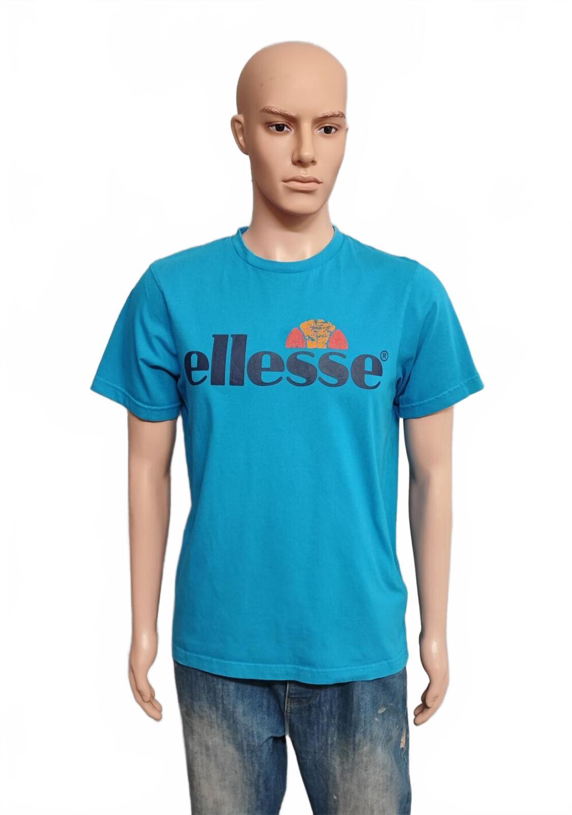 Vintage Ellesse Graphic T-Shirt Blue Retro 90s Casuals Men's Size Medium M