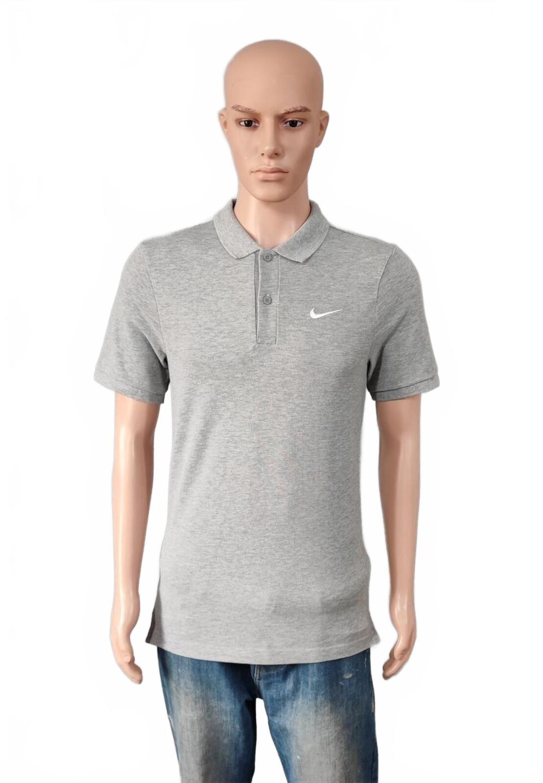 Vintage Nike Embroidered Swoosh Polo Shirt Grey Retro 90s Y2K Men's Size Small S