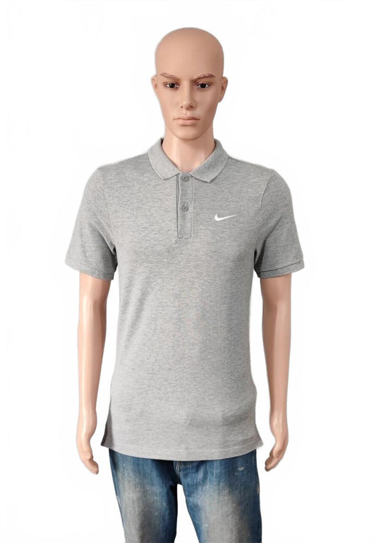Vintage Nike Embroidered Swoosh Polo Shirt Grey Retro 90s Y2K Men's Size Small S