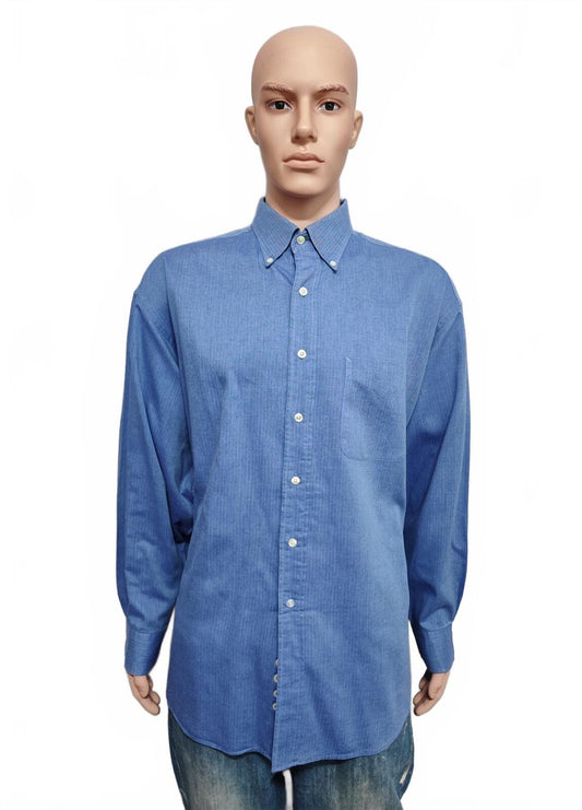 Vintage Tommy Hilfiger Plain Long Sleeve Shirt Classic Blue Men's Size XXXL