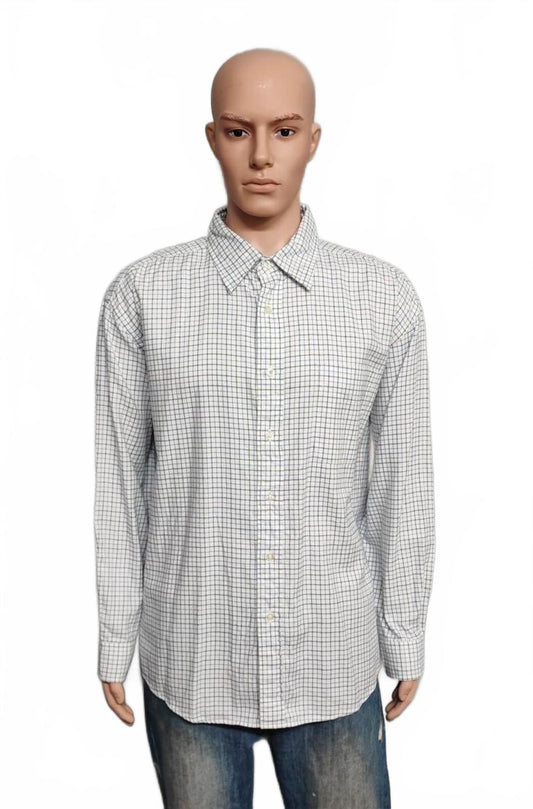 Vintage Tommy Hilfiger Checked Long Sleeve Shirt Blue White Men's Size XXL