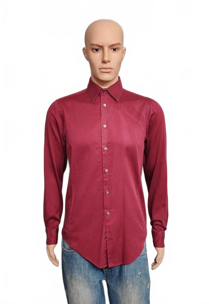 Vintage Calvin Klein Plain Long Sleeve Shirt Burgundy Men's Size Small S