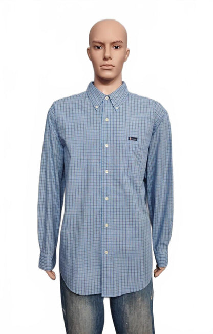 Vintage Chaps Checked Long Sleeve Shirt Blue White Men's Size XXL