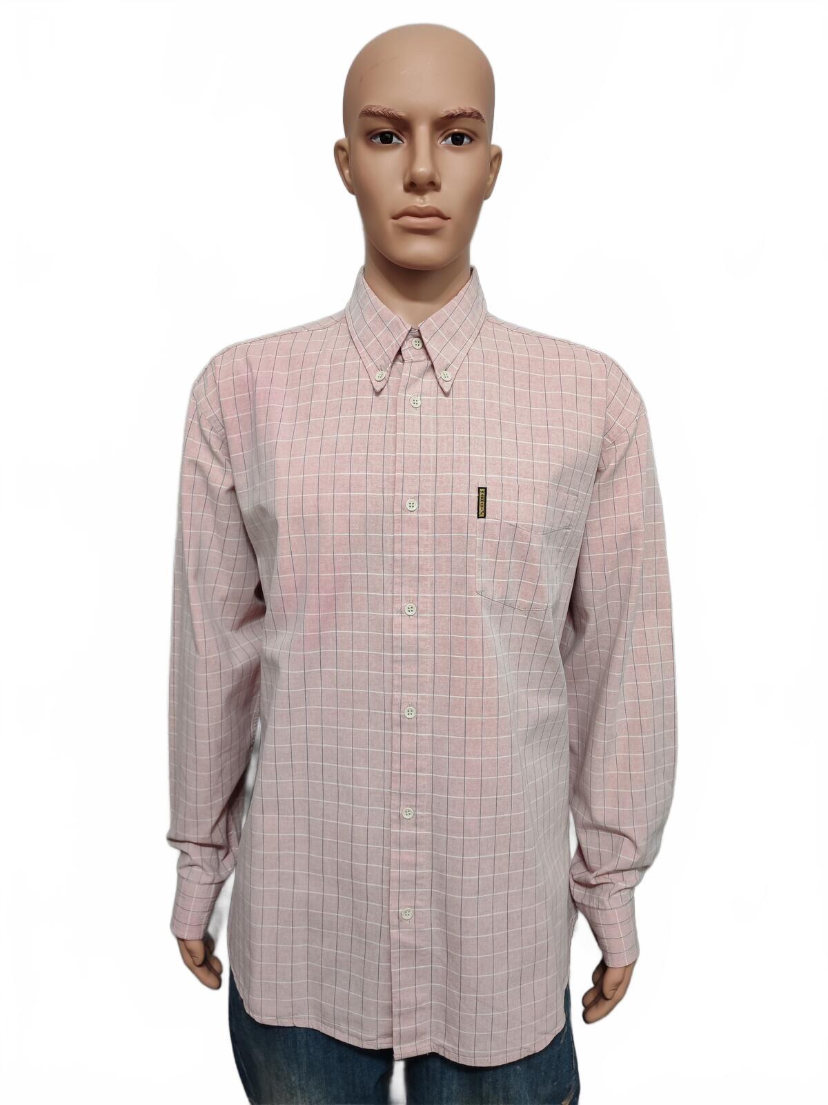 Vintage Armani Jeans Checked Shirt XXL Pink Rose Cotton Long Sleeve 90s Y2K AJ