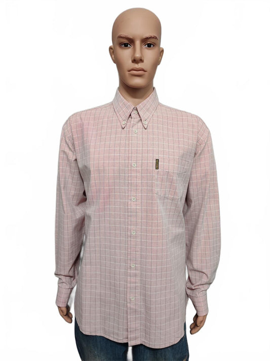 Vintage Armani Jeans Checked Shirt XXL Pink Rose Cotton Long Sleeve 90s Y2K AJ