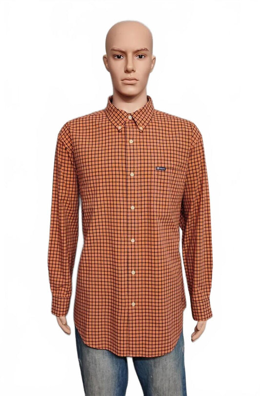 Vintage Chaps Striped Long Sleeve Shirt Orange Blue Men's Size XXL Big & Tall