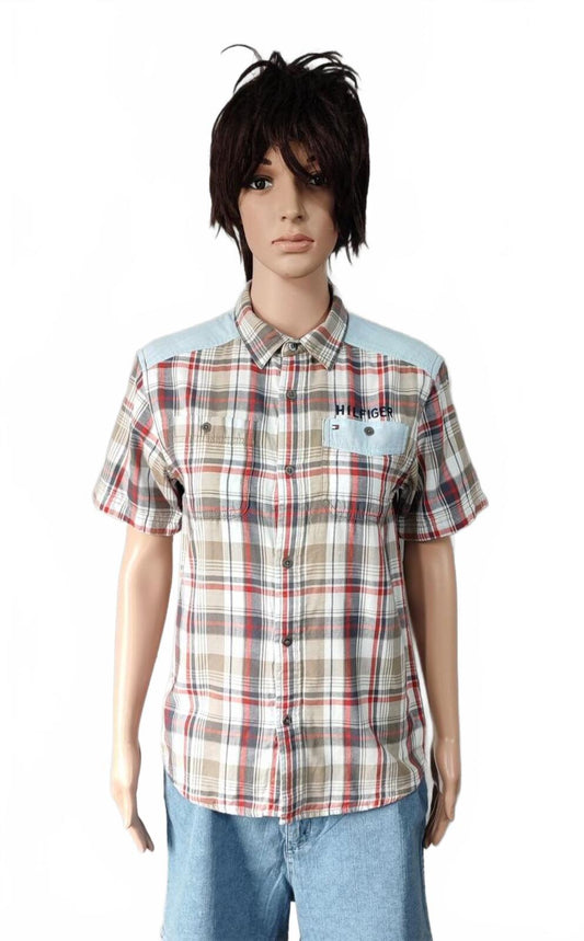 Vintage Tommy Hilfiger Checked Short Sleeve Shirt Red White Blue Size Small S