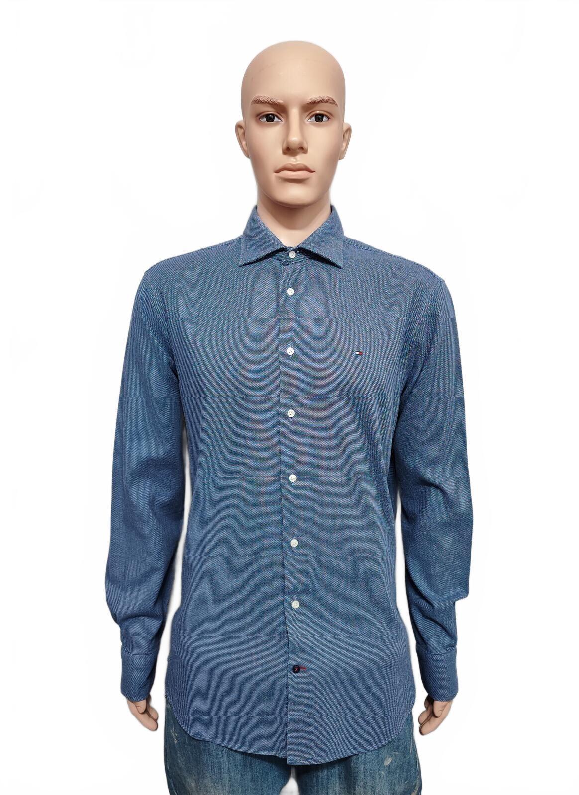 Vintage Tommy Hilfiger Polka Dot Long Sleeve Shirt Navy Blue Men's Size XL