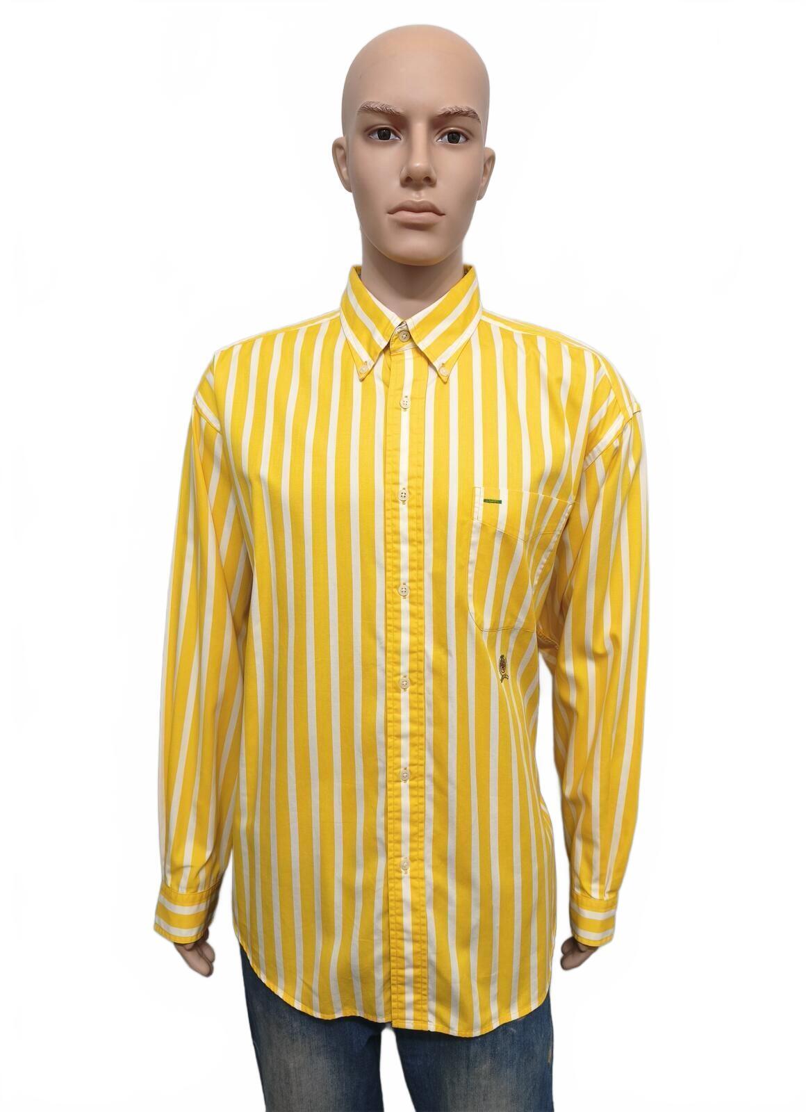 Vintage Tommy Hilfiger Striped Long Sleeve Shirt Yellow White Men's Size XXL