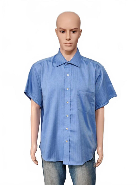 Vintage Chaps Checked Short Sleeve Shirt Blue White Gingham Casual Men Size XXL