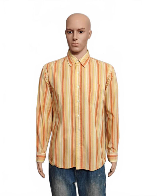 Vintage Gap Striped Long Sleeve Grunge Skater Casual Shirt Orange Men's Size XL