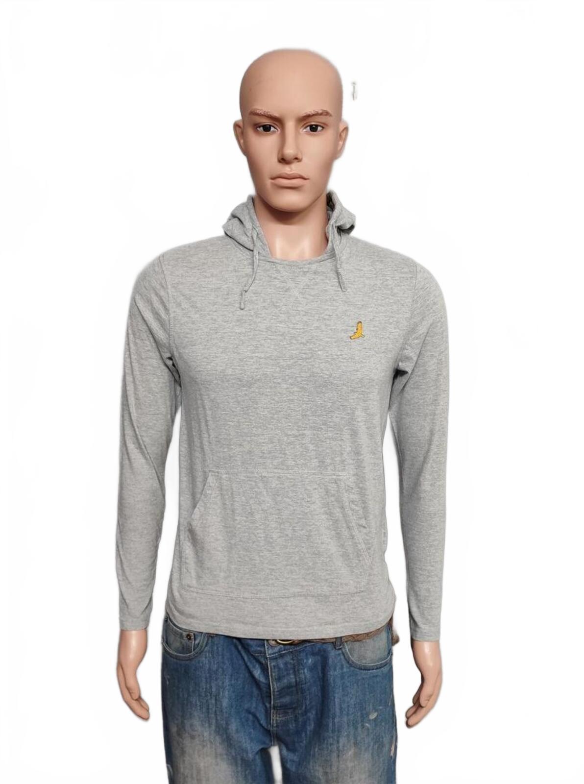 Vintage Brave Soul London Hooded Henley Top Marl Grey Retro Y2K Men's Size Small