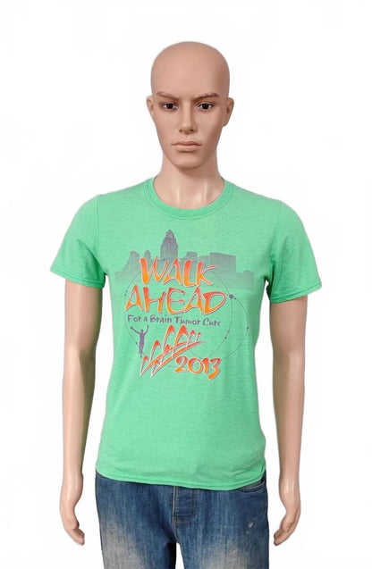 Vintage 2013 Charity Walk Green Graphic T-Shirt Retro Y2K Men's Size Small S
