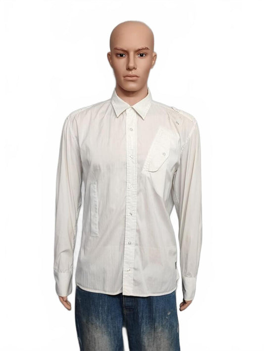 Vintage G-Star Raw Utility Long Sleeve Shirt White Military Men's Size XL