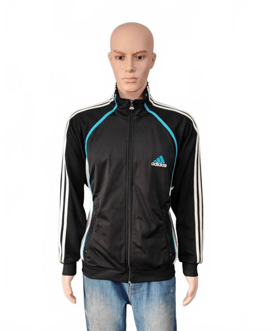 Vintage Adidas Track Jacket Black White Cyan Men's Size XL