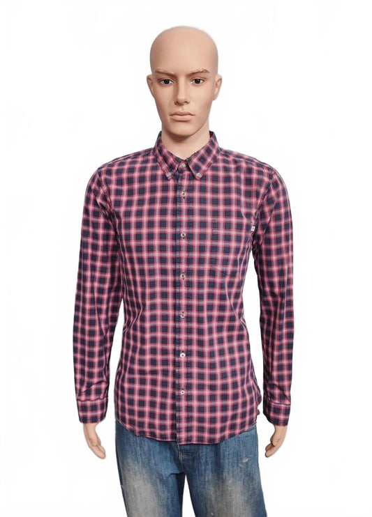 Vintage Timberland Plaid Long Sleeve Western Pearl Snap Shirt Men Size Medium