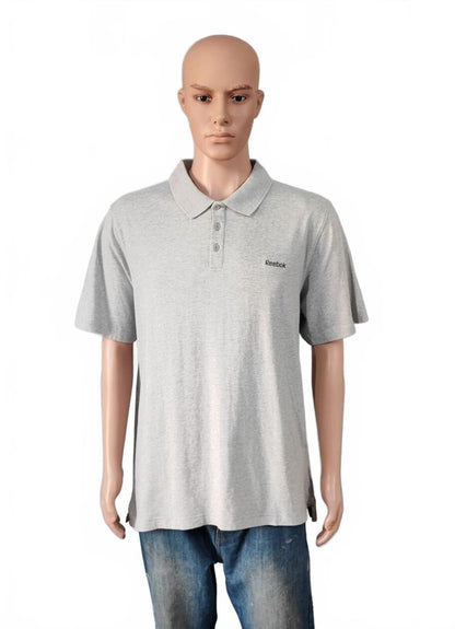 Vintage Reebok Embroidered Logo Polo Shirt Grey Retro 90s Men's Size Large L