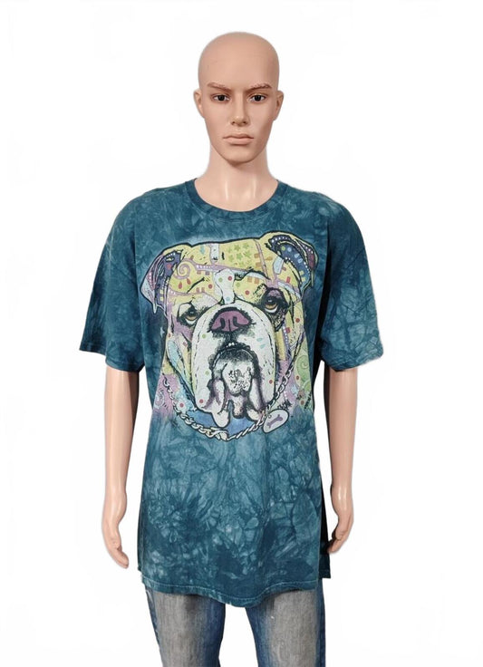 Vintage The Mountain Bulldog Tie Dye T-Shirt Big Face Graphic Men's Size XXL