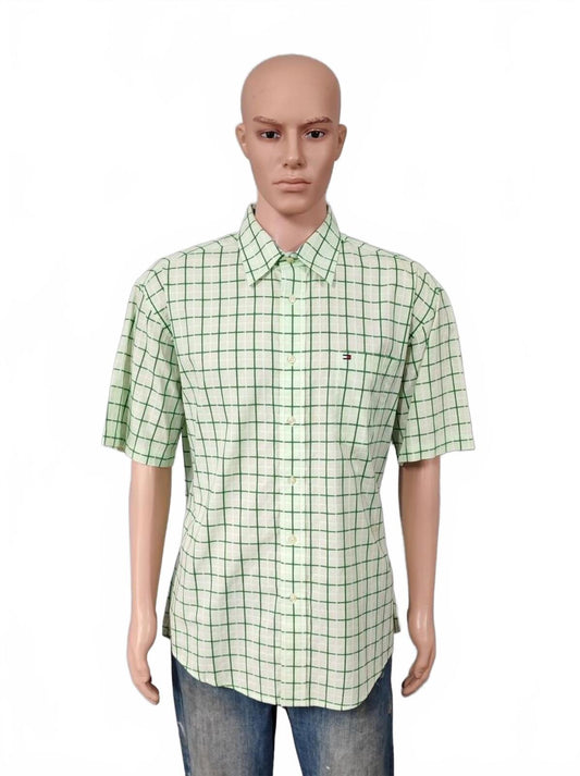 Vintage Tommy Hilfiger Short Sleeve Shirt Mint Light Green Casual Men's Size XL