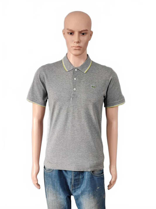Vintage Lacoste Sport Crocodile Logo Polo Shirt Grey Retro 90s Men's Size Small
