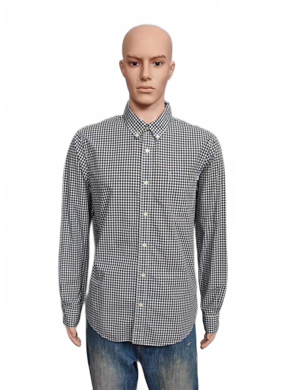 Timberland Gingham Checked Long Sleeve Preppy Casual Shirt Navy Men Size Large