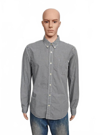 Timberland Gingham Checked Long Sleeve Preppy Casual Shirt Navy Men Size Large
