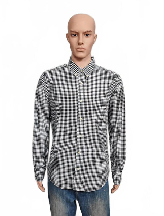 Timberland Gingham Checked Long Sleeve Preppy Casual Shirt Navy Men Size Large