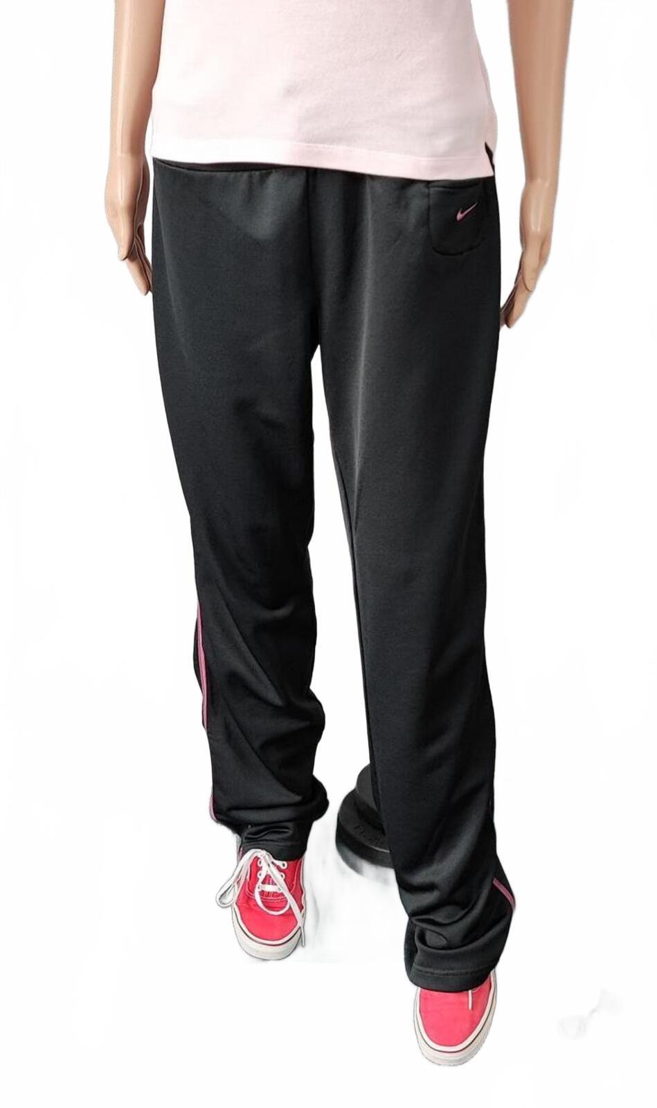 Vintage Nike Plain Black Logo Tracksuit Bottoms Joggers Women XXL