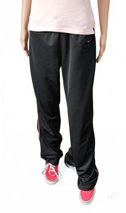 Vintage Nike Plain Black Logo Tracksuit Bottoms Joggers Women XXL