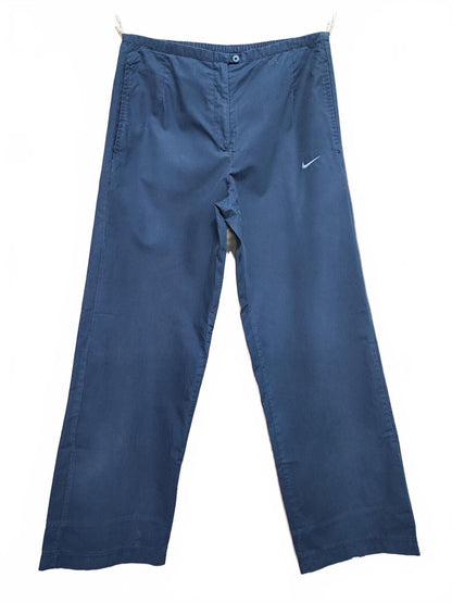 Vintage Nike Embroidered Swoosh Plain Blue Tracksuit Bottoms Joggers Size 10