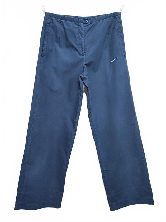 Vintage Nike Embroidered Swoosh Plain Blue Tracksuit Bottoms Joggers Size 10