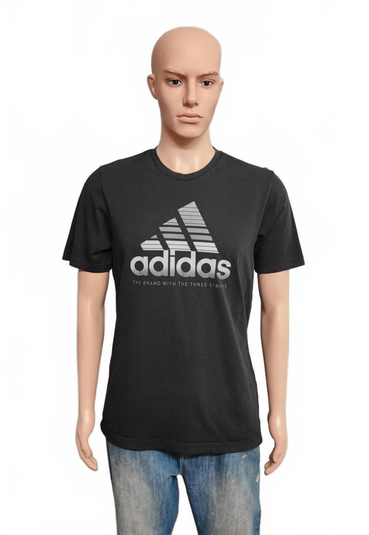 Vintage Adidas Graphic T-Shirt Black Retro 90s Sportswear Men's Size Medium M