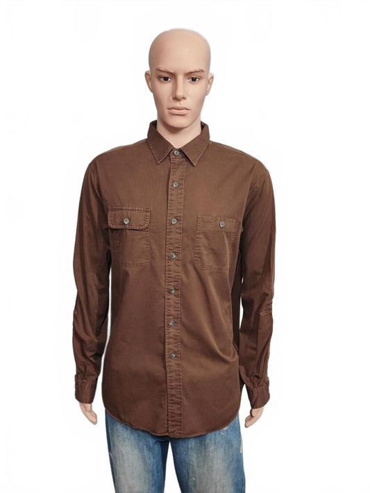 Vintage Polo Ralph Lauren Utility Long Sleeve Shirt Faded Brown Men's Size XL