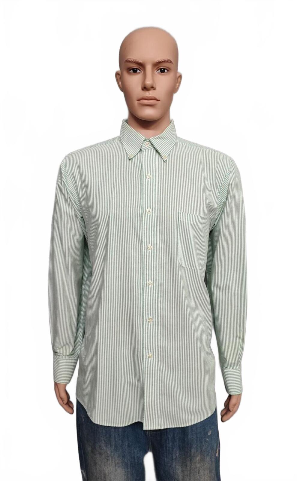 Vintage Chaps Striped Long Sleeve Shirt Mint Green White Men's Size XL