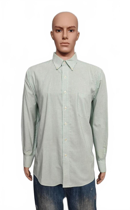 Vintage Chaps Striped Long Sleeve Shirt Mint Green White Men's Size XL