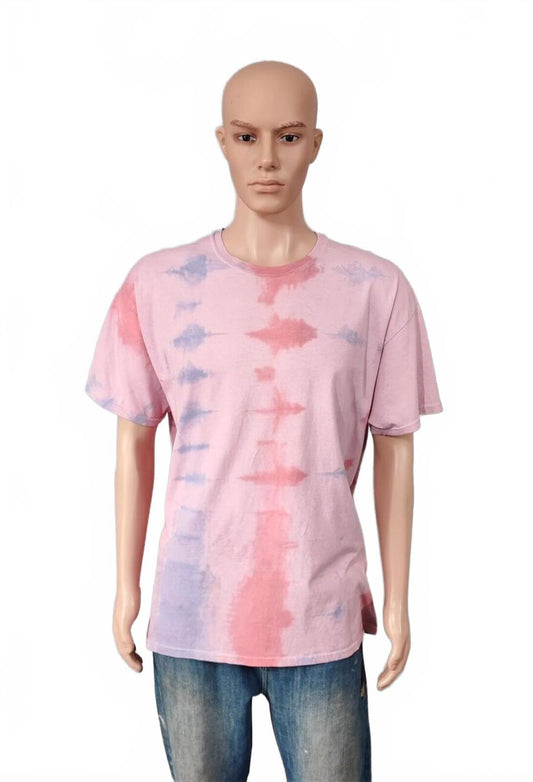 Vintage Hanes Shibori Tie Dye T-Shirt Pink Purple Retro Y2K Men's Size XL