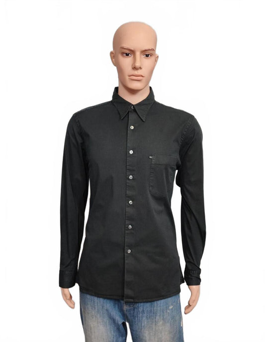 Vintage DKNY Plain Faded Black Long Sleeve Minimalist Shirt Men Size Large