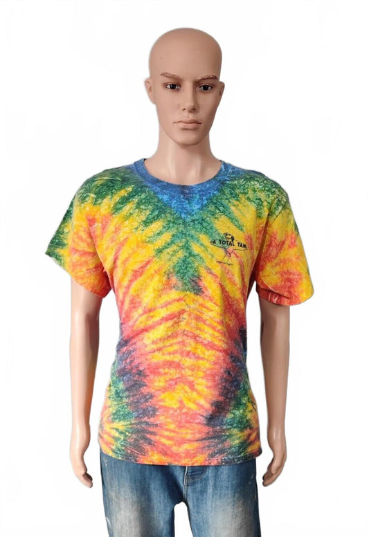 Vintage Fruit of the Loom Rainbow Chevron Tie Dye T-Shirt Men's Size Medium M